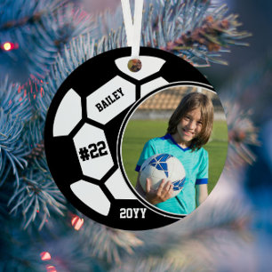 Fußball Name Jersey Nummer Foto Keepake Ornament Aus Metall