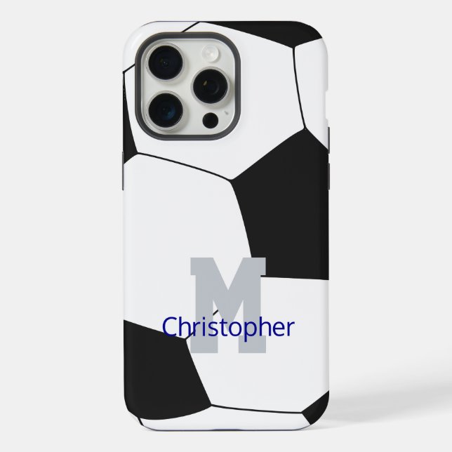 Fußball Name & Monogramm iPhone 15 Pro Max Hülle (Rückseite)