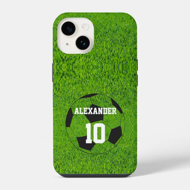 Fußball | Name & Nummer iPhone 14 Hülle (Rückseite)