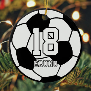 Fußball Name & Trikotnummer Schwarz & Weiß Keramik Ornament