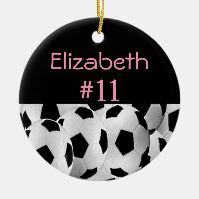 Fußball-Namenszahl-Rosa Keramikornament (Vorne)