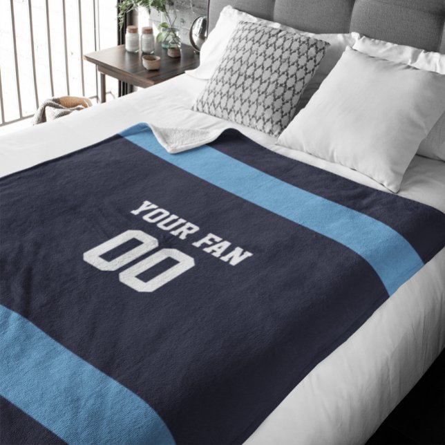 Fußball Navy, Blue & White Personalisiert Fleecedecke (Von Creator hochgeladen)