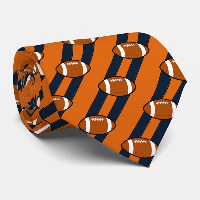 Fußball Necktie Orange und schwarze Streifen Krawatte (Gerollt)