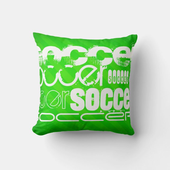 Fußball; Neon Green Stripes Kissen (Vorderseite)