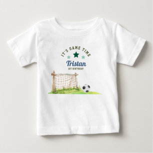 Fußball-Neuling „Es ist Spielzeit“ Erster Geburtst Baby T-shirt