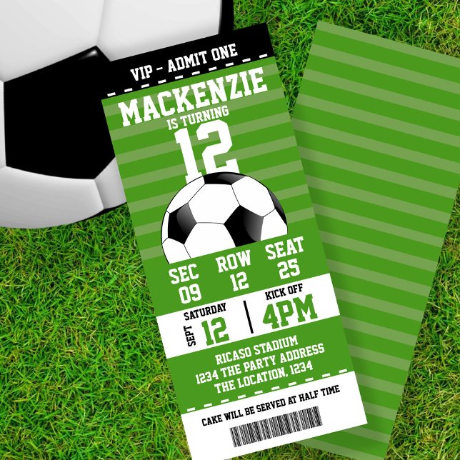 Fußball-Novelty-Ticket Personalisiert Einladung (Soccer / Football Novelty Ticket Personalized Invitation by Ricaso.  Add own details to these cards)
