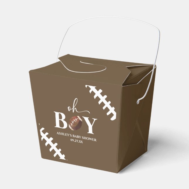 Fußball Oh Boy Brown White Baby Dusche Geschenkschachtel (Vorderseite)
