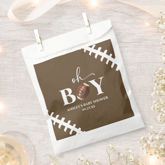 Fußball Oh Boy Brown White Baby Dusche Geschenktütchen (Ausgeschnitten)