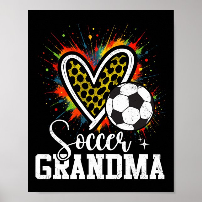 Fußball-Oma Leopard Heart  Poster (Vorne)