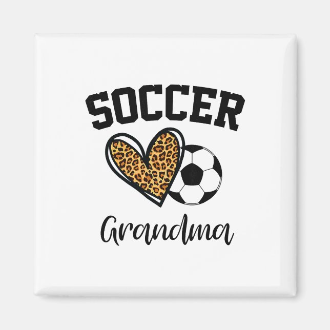 Fußball Oma Leopard Herz Lustig Muttertag  Magnet (Vorne)