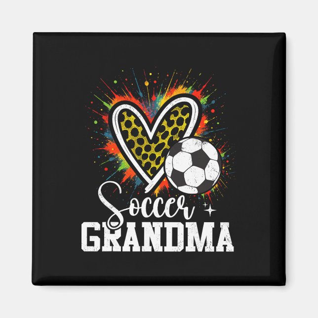 Fußball Oma Leopard Herz  Magnet (Vorne)