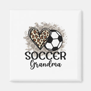 Fußball-Oma Lustiger Leopard-Herz Stolze Fußball-O Magnet
