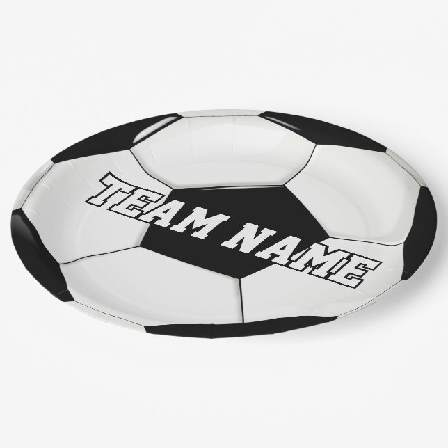 Fußball-Party / Bankett - Teamname Sport Pappteller (Schrägansicht)