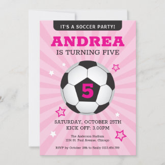 Fußball-Party Geburtstagseinladung Rosa Einladung