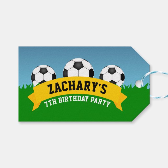 Fußball-Party Geschenkanhänger (Vorderseite (Horizontal))