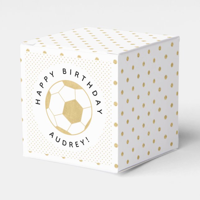 Fußball-Party-Sport in Gold und Weiß Geschenkschachtel (Vorderseite)