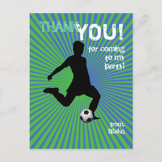 Fußball-Party Vielen Dank Postkarte (Vorderseite)