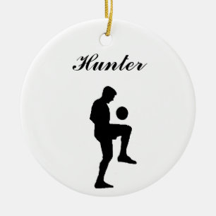 Fußball-personalisierte Weihnachtsverzierung Keramikornament