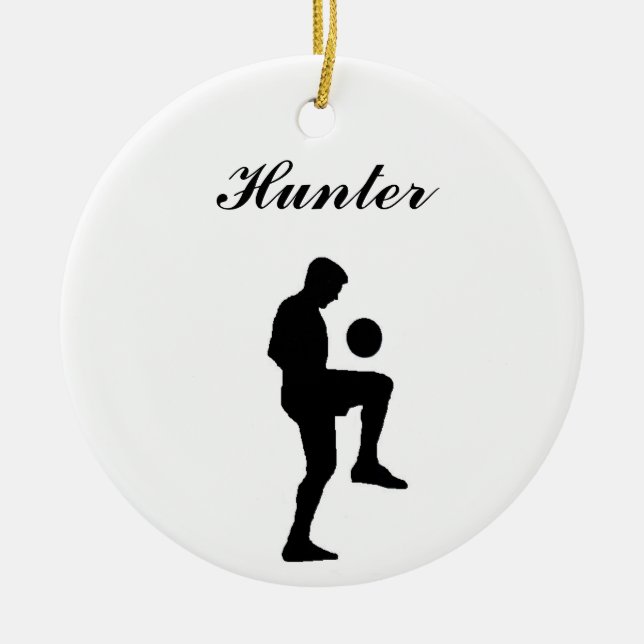 Fußball-personalisierte Weihnachtsverzierung Keramikornament (Vorne)