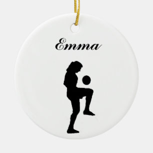 Fußball-personalisierte Weihnachtsverzierung Keramikornament