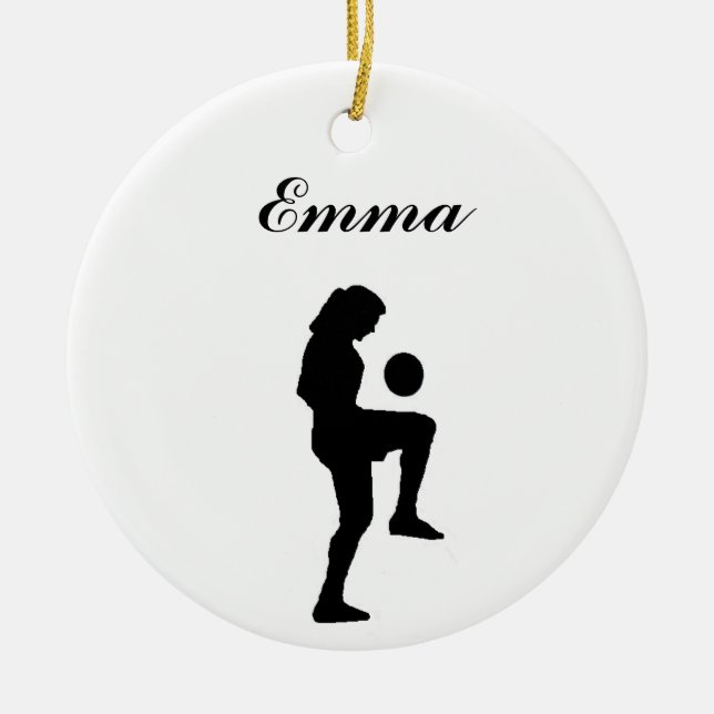 Fußball-personalisierte Weihnachtsverzierung Keramikornament (Vorne)