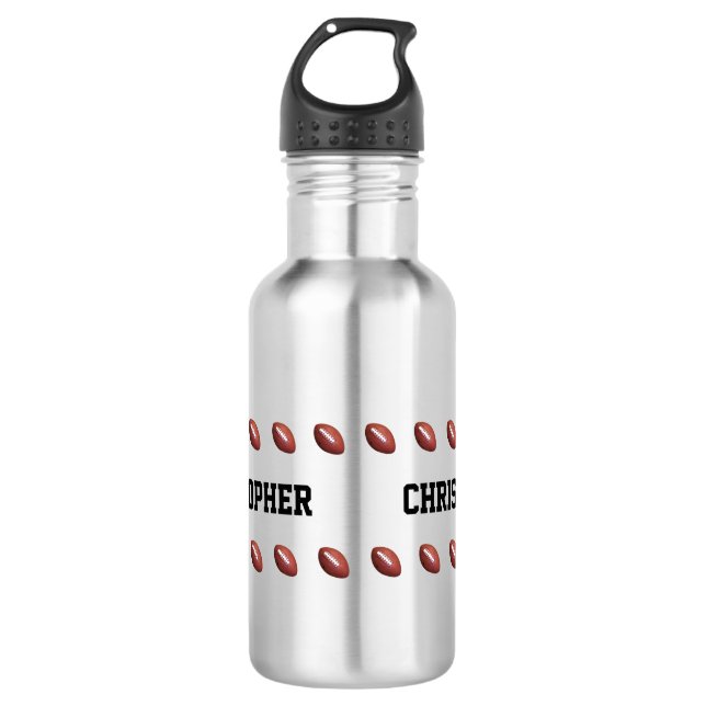 Fußball, Personalisierter Name,  Edelstahlflasche (Vorderseite)