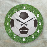 Fußball Personalisierter Name Große Wanduhr<br><div class="desc">Fußballuhr personalisierten Namens. Entwickelt von Thisisnotme©</div>