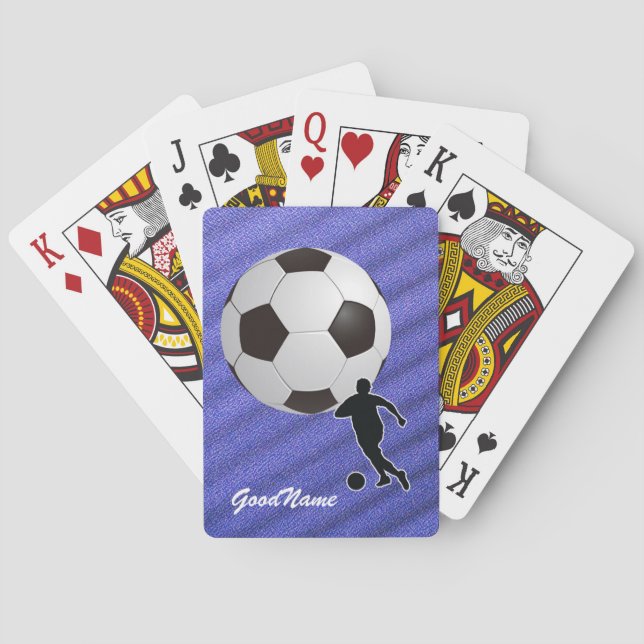 Fußball, personifiziert mit Namen Spielkarten (Rückseite)