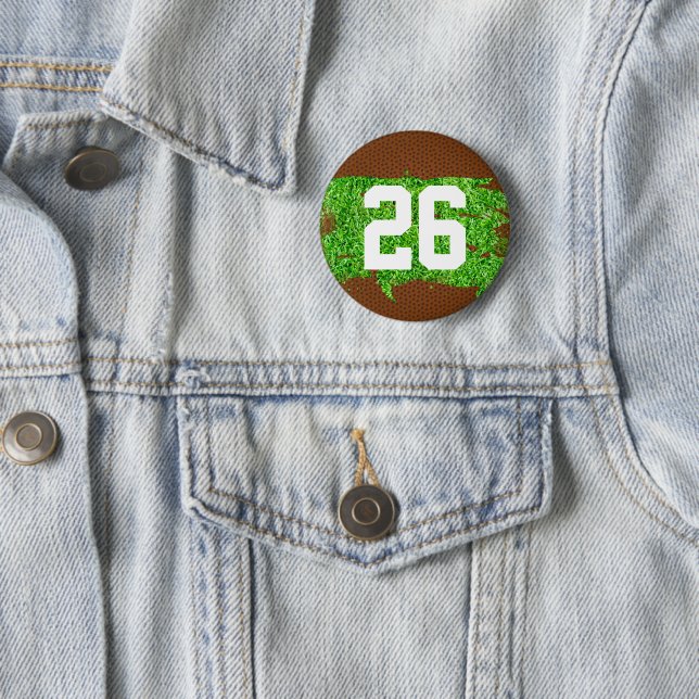 Fußball Pigskin Turf Spieler Nummer Sportfan Button (Beispiel)