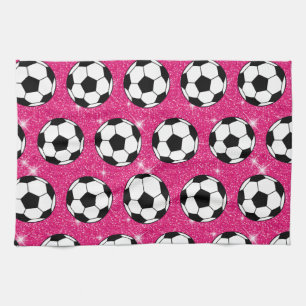 Fußball Pink Frost Glitzert Sportler Weiß Geschirrtuch