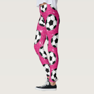 Fußball Pink Frost Glitzert Sportler Weiß Leggings
