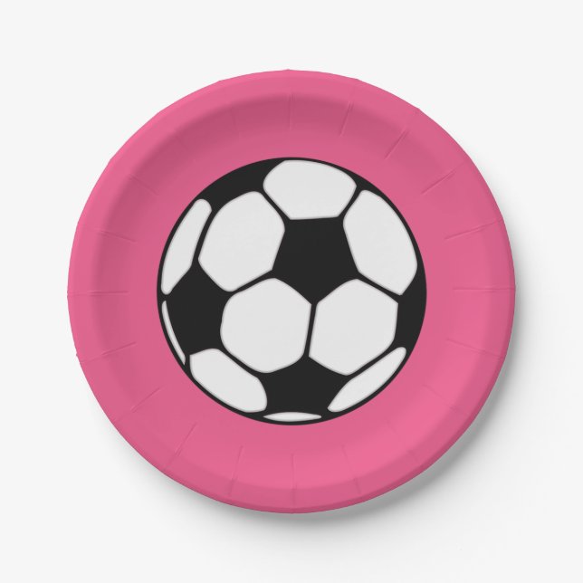 Fußball-Pink-Girl's Birthday Party Pappteller (Vorderseite)