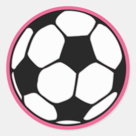 Fußball-Pink-Girl's Birthday Party Runder Aufkleber