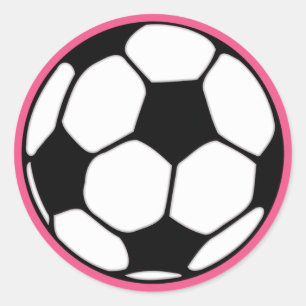 Fußball-Pink-Girl's Birthday Party Runder Aufkleber