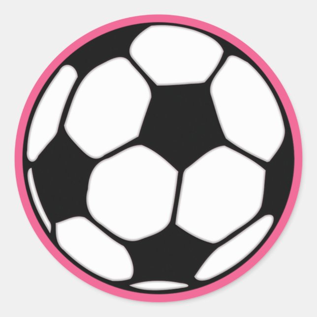 Fußball-Pink-Girl's Birthday Party Runder Aufkleber (Vorderseite)