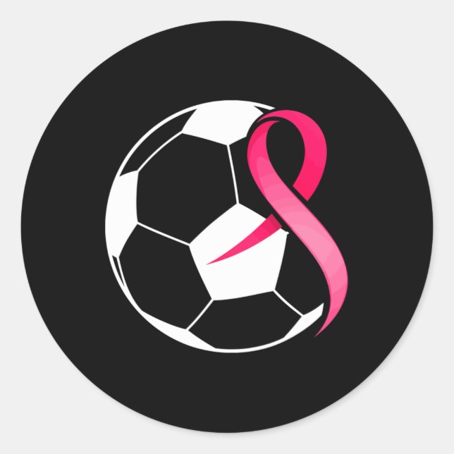 Fußball Pink-Ribbon-Herz-Cool Breastkrebs Awaren Runder Aufkleber (Vorderseite)