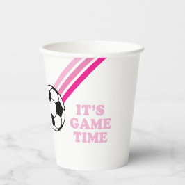 Fußball Pink Stripes Game Time Birthday Pappbecher