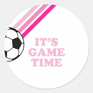 Fußball Pink Stripes Game Time Birthday Runder Aufkleber