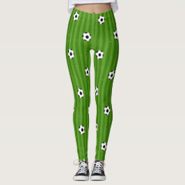 Fußball Pitch Fußbälle auf grünem Grasmuster Leggings