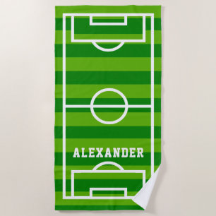 Fußball Pitch Green Modern Player Name Strandtuch
