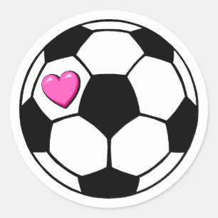 Fußball (Pnk Hrt) Runder Aufkleber