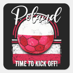 Fußball-Polnische Flagge, Not leidender Flaggenfuß Quadratischer Aufkleber