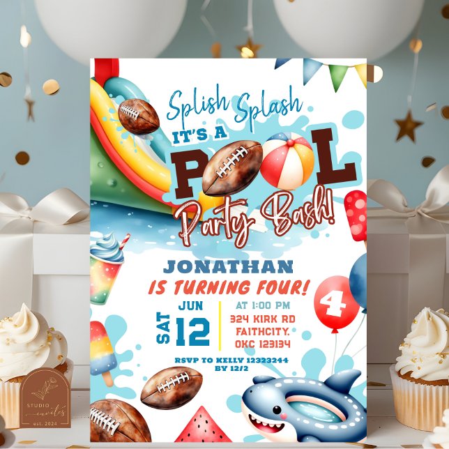 Fußball-Poolparty-Geburtstag Einladung (Von Creator hochgeladen)