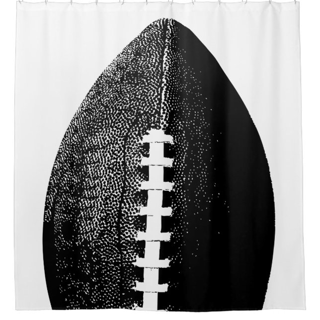 Fußball Pop Kunst - Schwarzer, moderner Minimaler  Duschvorhang (Vorderseite)
