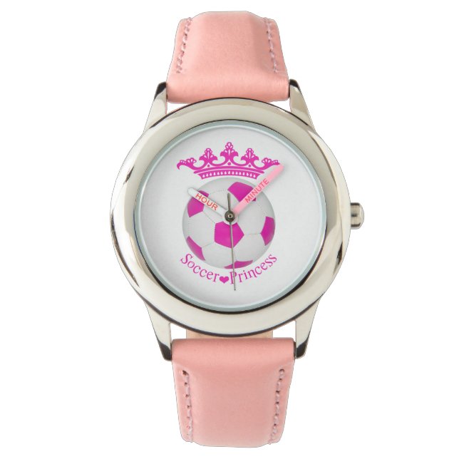Fußball-Prinzessin, rosa Fußball Armbanduhr (Vorderseite)