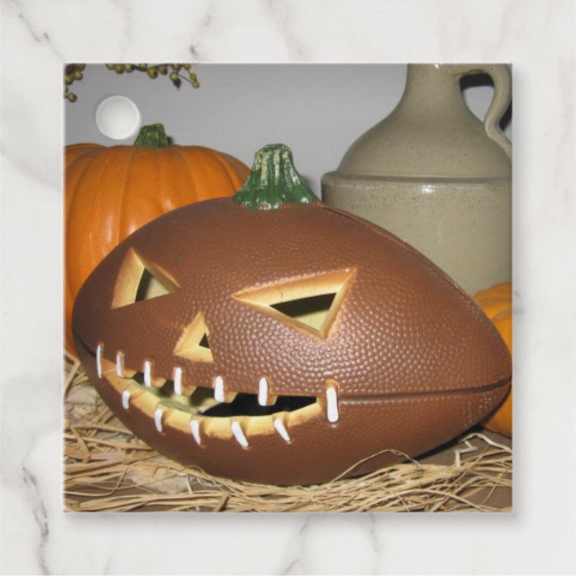 Fußball Pumpkin Holztegel Geschenkanhänger (Vorderseite)