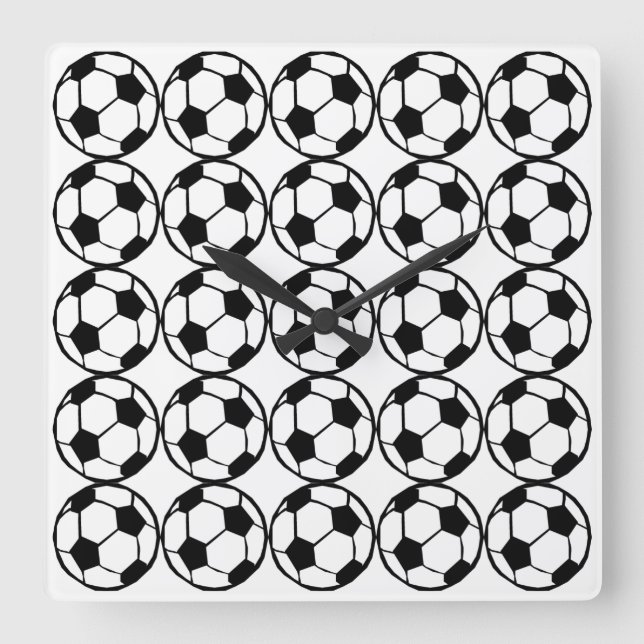 Fußball Quadratische Wanduhr (Vorderseite)