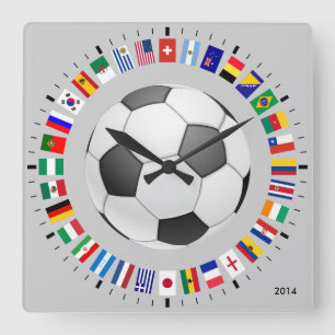 FUSSBALL QUADRATISCHE WANDUHR