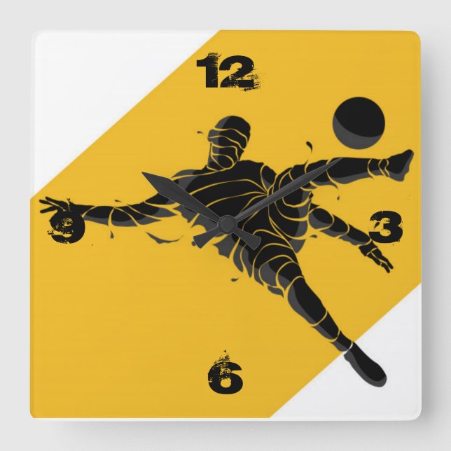 Fußball Quadratische Wanduhr (Vorderseite)