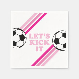 Fußball Rosa Streifen Lass uns loslegen Geburtstag Serviette